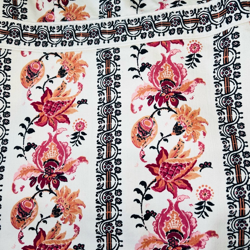 Spartina Catrina Denim Puff Sleeve Dress In Floral Thistle Stripe. Size Medium - Picture 8 of 13